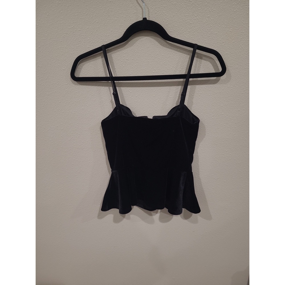 Express Black Velour Tank with peplum Women SZ XS goth witchy festival punk vamp - Picture 6 of 10